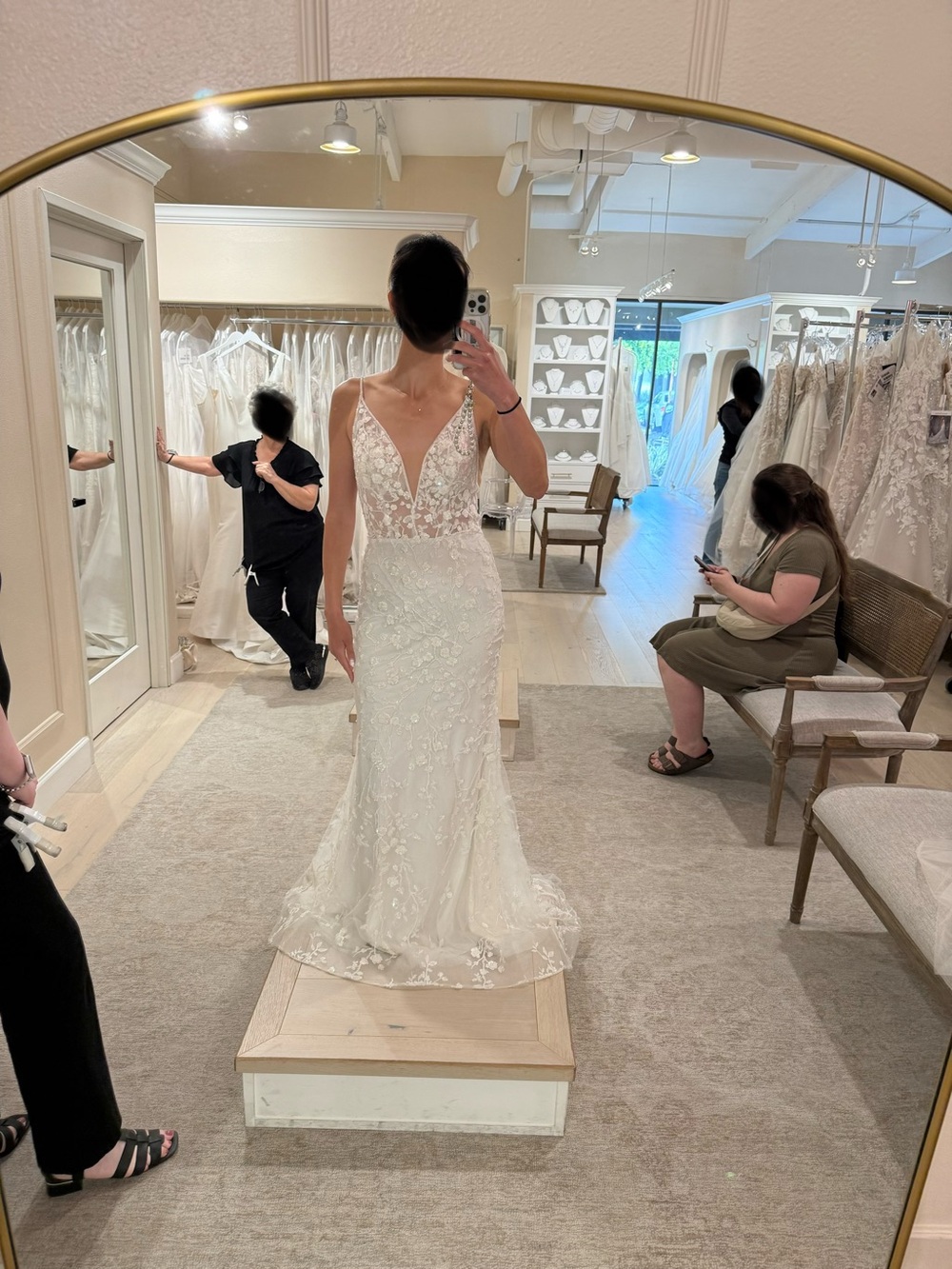 Calla Blanche Embroidered V-neck Ivory Lace Bridal Gown - Picture 7 of 10